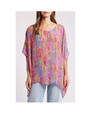 Apny Print Dolman Sleeve Top - Red