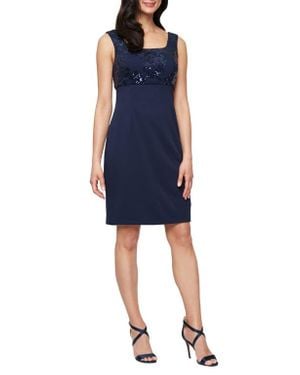 Alex Evenings Embellished Scuba Crepe Cocktail Dress With Jacket - Blue