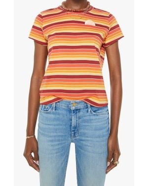 Mother The Lil' Goodie Goodie Stripe Cotton T-Shirt - Orange