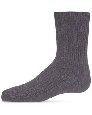 Memoi Ribbed Rich Crew Socks - Gray