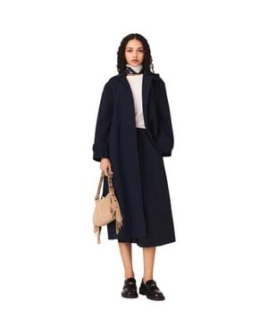Maje Removable Rhinestone-Hood Trench - Blue