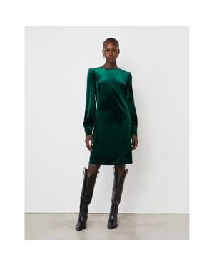 Finery London Sandrine Velvet Knee Length Dress - Green