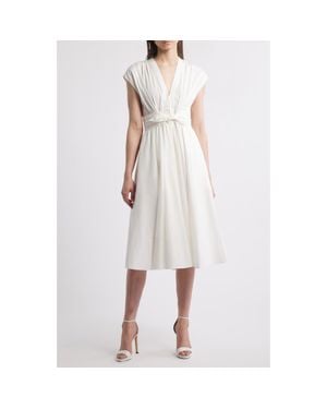 Kobi Halperin Tie Waist Midi Dress - White