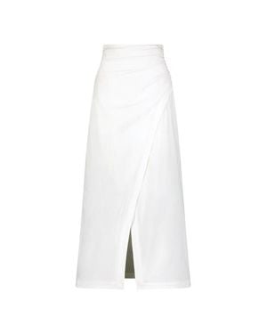 Lela Rose Cotton Poplin Wrap Skirt - White