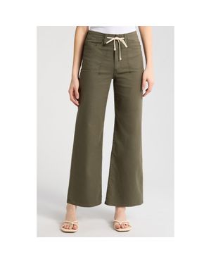 PAIGE Ari Drawstring Wide Leg Pants - Green