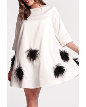 Frances Valentine Edie Mini Dress Feather Pouf - Natural