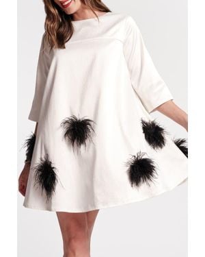 Frances Valentine Edie Mini Dress Feather Pouf - Natural