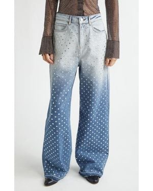 Monse Dégradé Bleached Studded Wide Leg Jeans - Blue