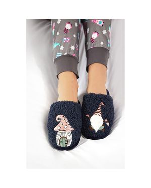 Memoi Gnome Mushroom Faux Shearling Memory Foam Slipper - Gray
