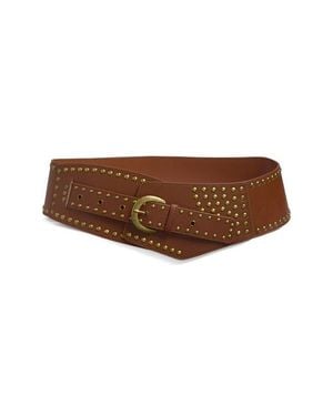 BP. Angular Studded Faux Leather Belt - Brown