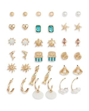 BP. Coastal Set Of 18 Assorted Earrings - White