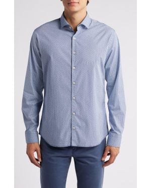 Brax Harold Hi Flex Cotton Button-Up Shirt - Blue