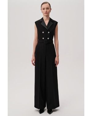 Exquise Sleeveless Shirt Collar Jumpsuit - Black