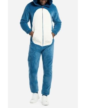 Opposuits Snorlax Pokémon Long Sleeve Hooded Fleece Jumpsuit - Blue
