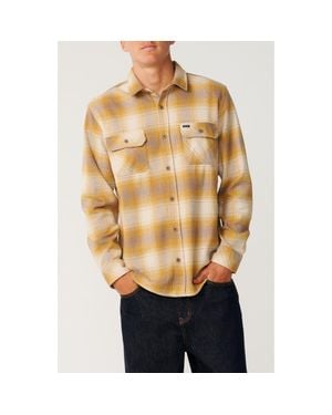 Rip Curl Count Plaid Cotton Flannel Button-Up Shirt - Natural