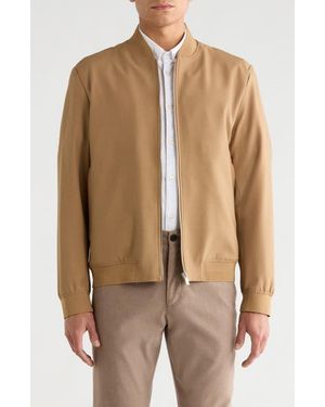 BOSS Hanry Textured Wool Blend Bomber Jacket - Brown