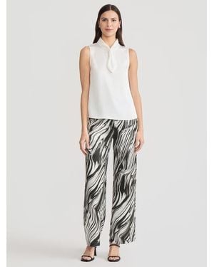 Misook Short Tie-Neck Sleeveless Blouse - White