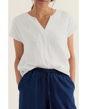 Seasalt Cornwall Landscape Organic Cotton Gauze Top - White