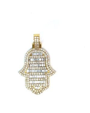 Ancona Jewelry 14K Hamsa Pendant With 2.67 Carats Of Lab Grown Diamonds - Metallic