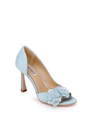 Badgley Mischka Yana Sequin Flower Sandal - White