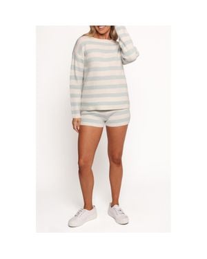 Petal & Pup Ciaran Stripe Sweater & Knit Shorts - White