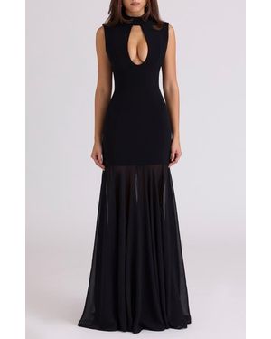 House Of Cb Raphaella Stretch Crepe Mermaid Gown - Black