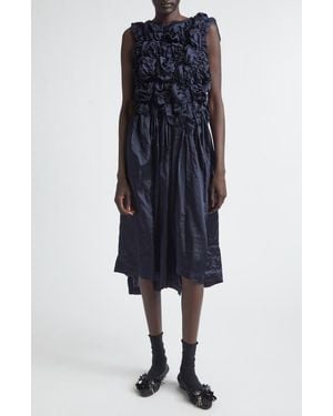 Comme des Garçons Gathered Ruffle Satin Dress - Blue