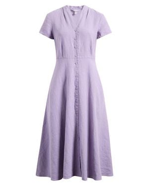 Seasalt Cornwall Carved Wood Linen Midi Dress - Purple