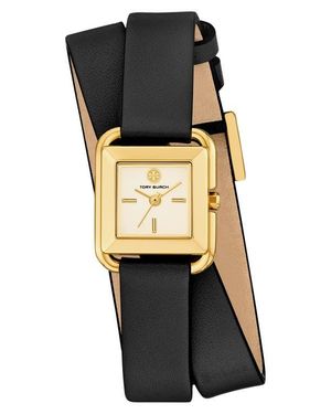 Tory Burch Small Kira Double Wrap Watch - Black