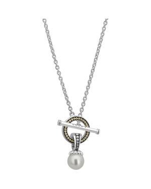 Lagos Luna Pearl Toggle Pendant Necklace - Metallic