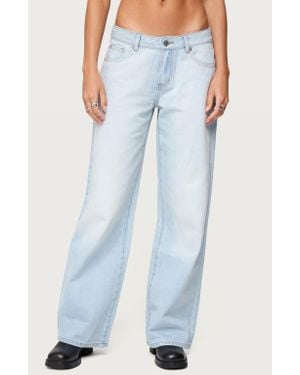 Edikted Magda Acid Wash Low Rise Wide Leg Jeans - Blue
