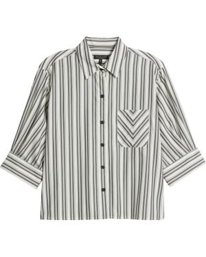 Rag & Bone Lucia Stripe Cotton Poplin Button-Up Shirt - Gray