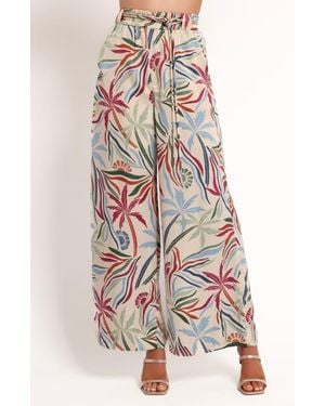 Petal & Pup Illoura Palm Print Wide Leg Pants - White