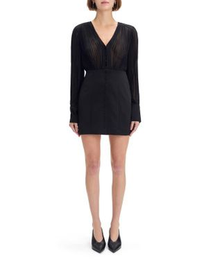 FAVORITE DAUGHTER The Change Me Long Sleeve Mixed Media Minidress - Black