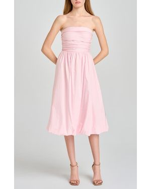 Wayf Katherine Bubble Hem Stretch Cotton Midi Dress - Pink