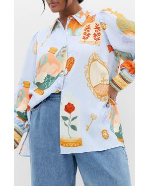 City Chic Long Sleeve Woven Shirt - Blue