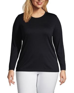 Lands' End Supima Cotton Long Sleeve Crewneck T-Shirt - Black