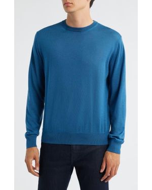 Canali Wool, Silk & Cashmere Crewneck Sweater - Blue