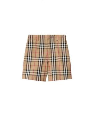Burberry Check Cotton Oxford Shorts - Natural