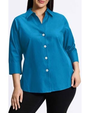 Foxcroft Paityn Non-Iron Button-Up Shirt - Blue
