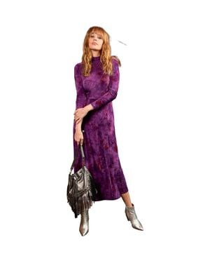 Joe Browns Mockneck Burnout Midi Dress - Purple