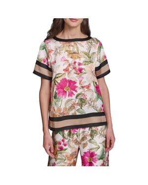 KARL LAGERFELD Floral Satin Top - Red