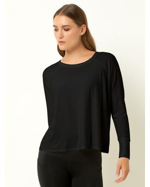 Single Stitch Featherweight Long Sleeve Top - Black