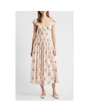 Doen Quinette Organic Cotton Voile Midi Dress - Pink
