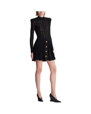 Balmain Short Pleated Skirt - Black