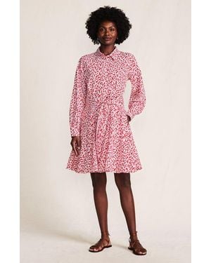 Lands' End Poplin Button Front Dress With Godets - Pink