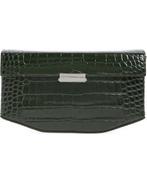 TOTEME Clip Croc Embossed Leather Clutch - Green