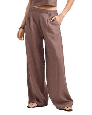 Vitamin A The Getaway Linen Cover-Up Pants - Brown