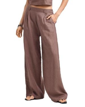 Vitamin A The Getaway Linen Cover-Up Pants - Brown