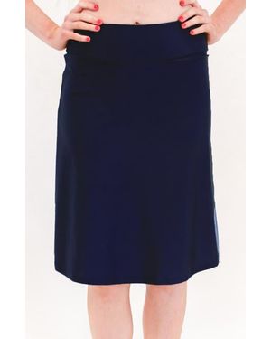 Calypsa Knee Length Swim Skort With Bike Shorts - Blue